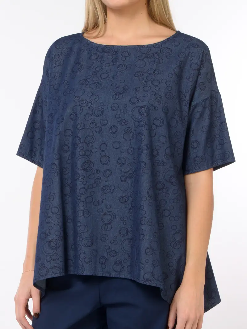 blusa da donna Jurere a trapezio a fantasia Blu