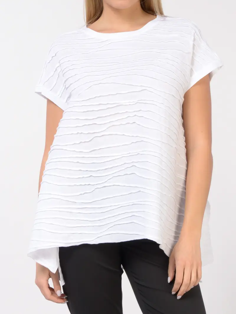blusa da donna Jurere con nervature jacquard e linea ad A Bianco