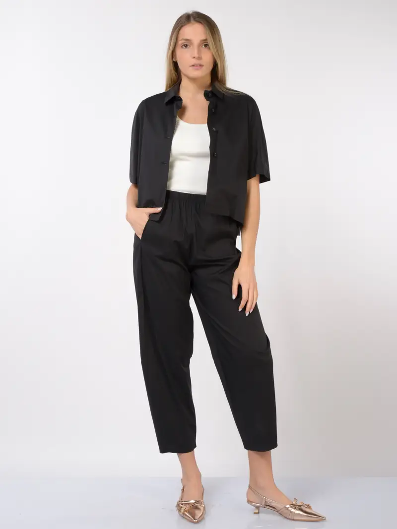 camicia da donna Jurere a manica corta cropped NERO miniatura 2