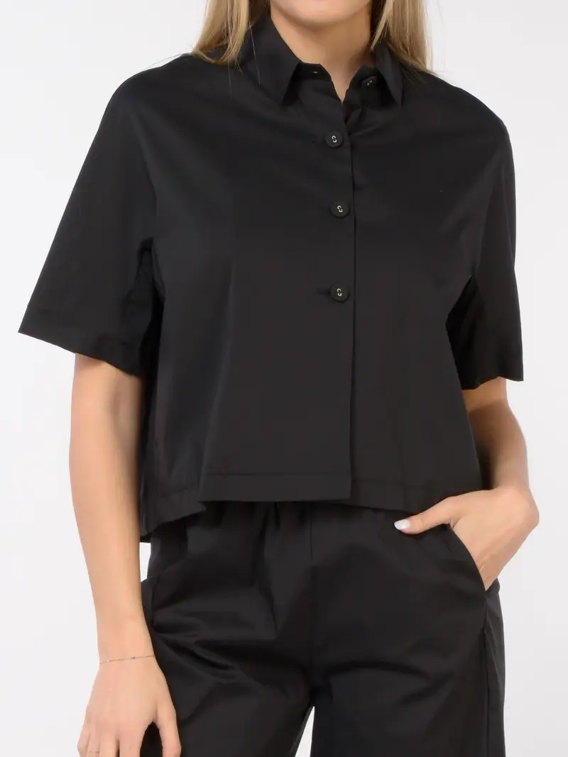 camicia da donna Jurere a manica corta cropped NERO