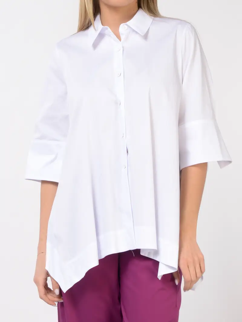 camicia da donna Jurere con linea ad A e manica a tre quarti Bianco