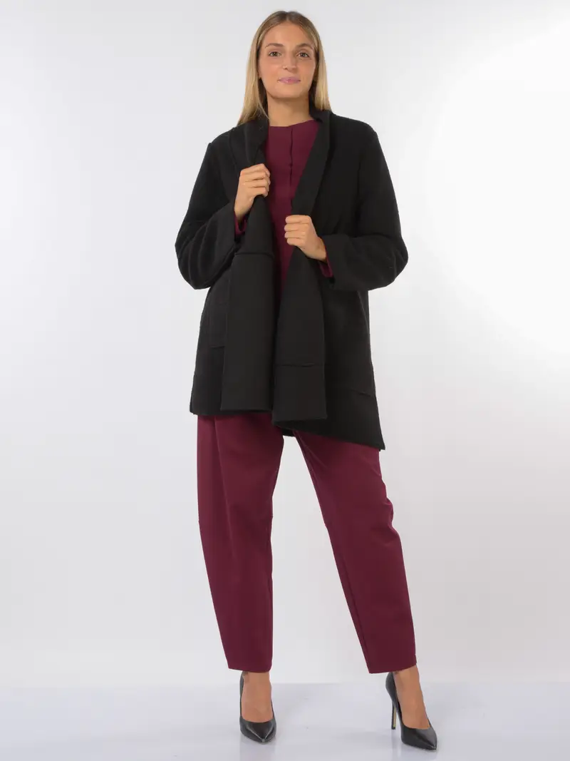 cappotto da donna Jurere effetto teddy con tasche NERO miniatura 2