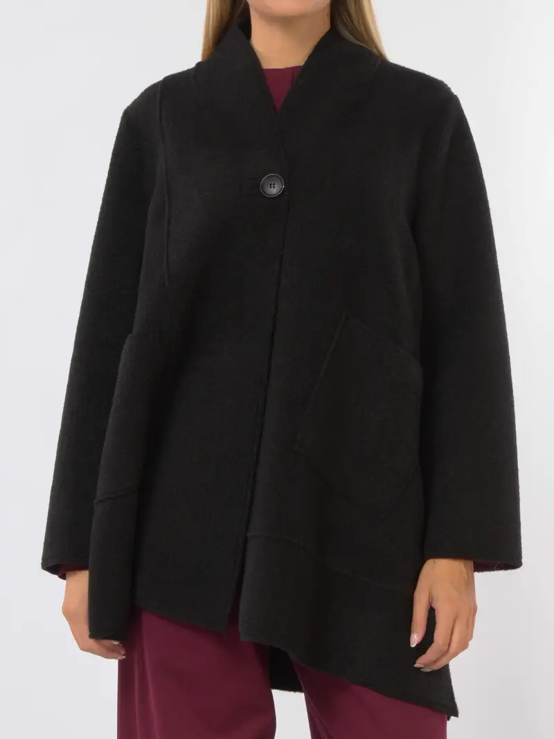 cappotto da donna Jurere effetto teddy con tasche NERO
