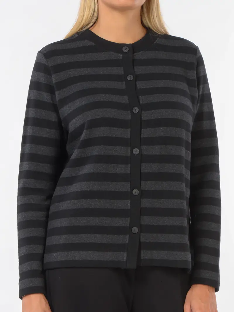 cardigan da donna Jurere a righe con bottoni NERO