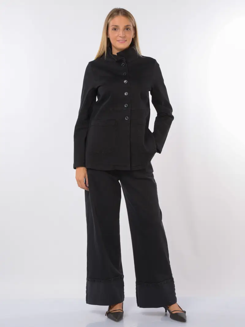 giacca da donna Jurere effetto denim con collo a cratere NERO miniatura 2