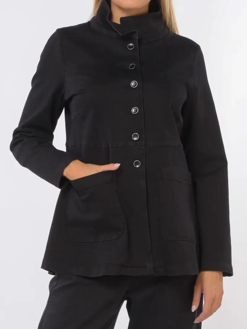 giacca da donna Jurere effetto denim con collo a cratere NERO