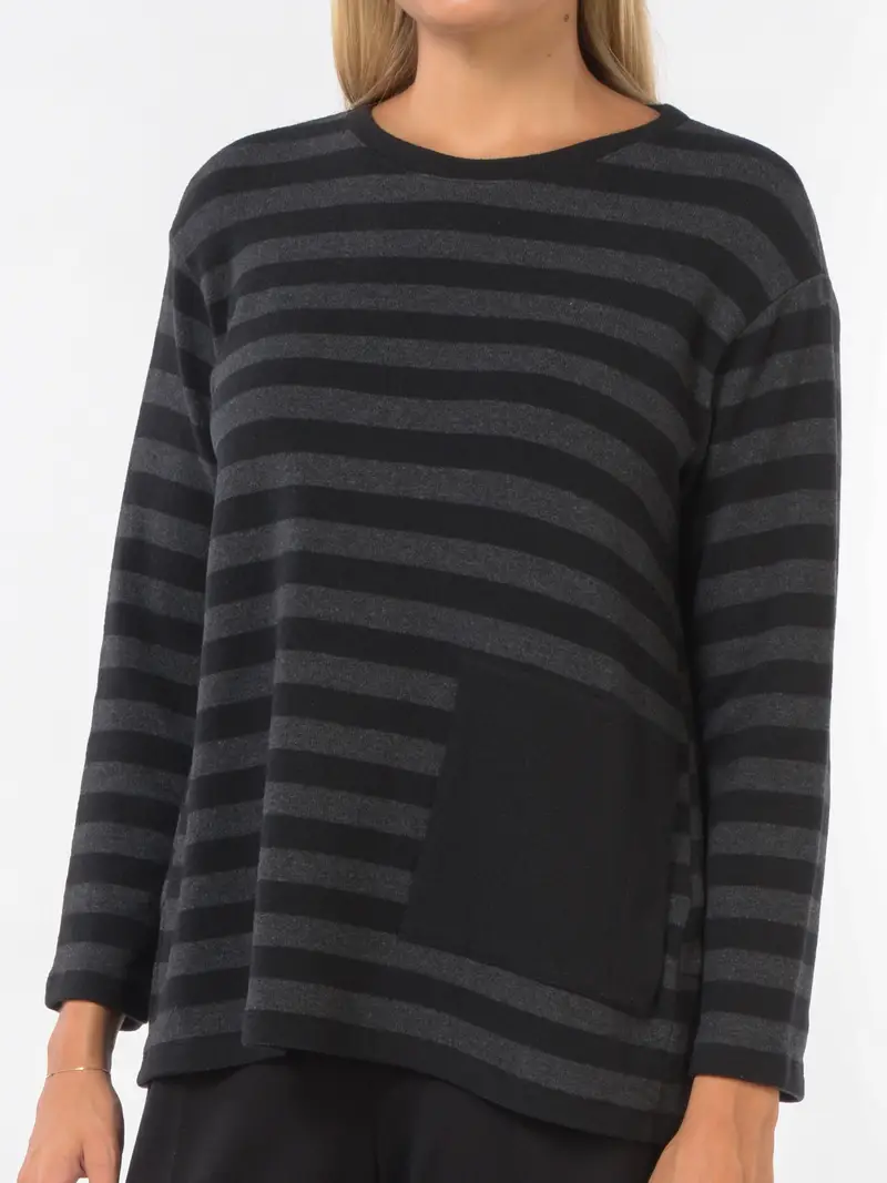 maglia da donna Jurere a righe con tasca NERO