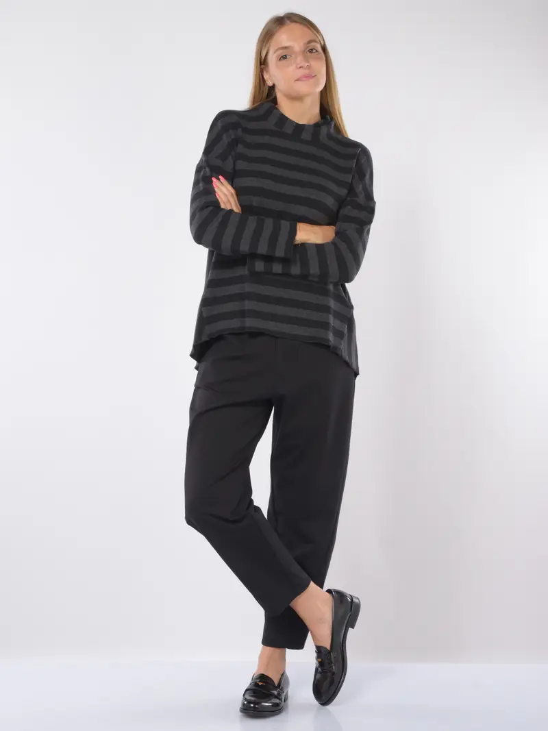 maglia da donna Jurere asimmetrica a righe Grigio miniatura 2