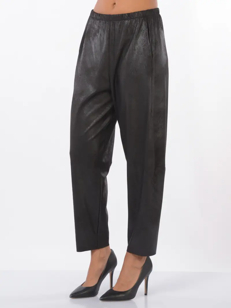 pantalone da donna Jurere effetto camoscio con elastico NERO
