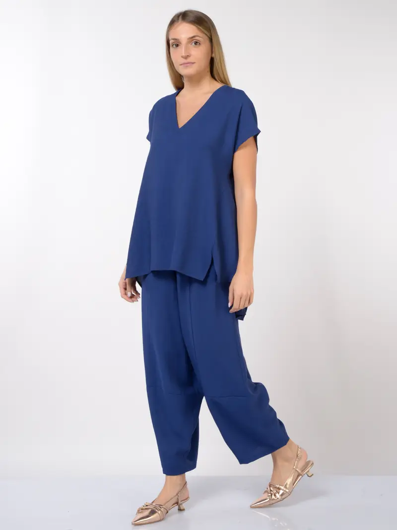pantalone da donna Jurere effetto goffrato con linea a palloncino Blu miniatura 2