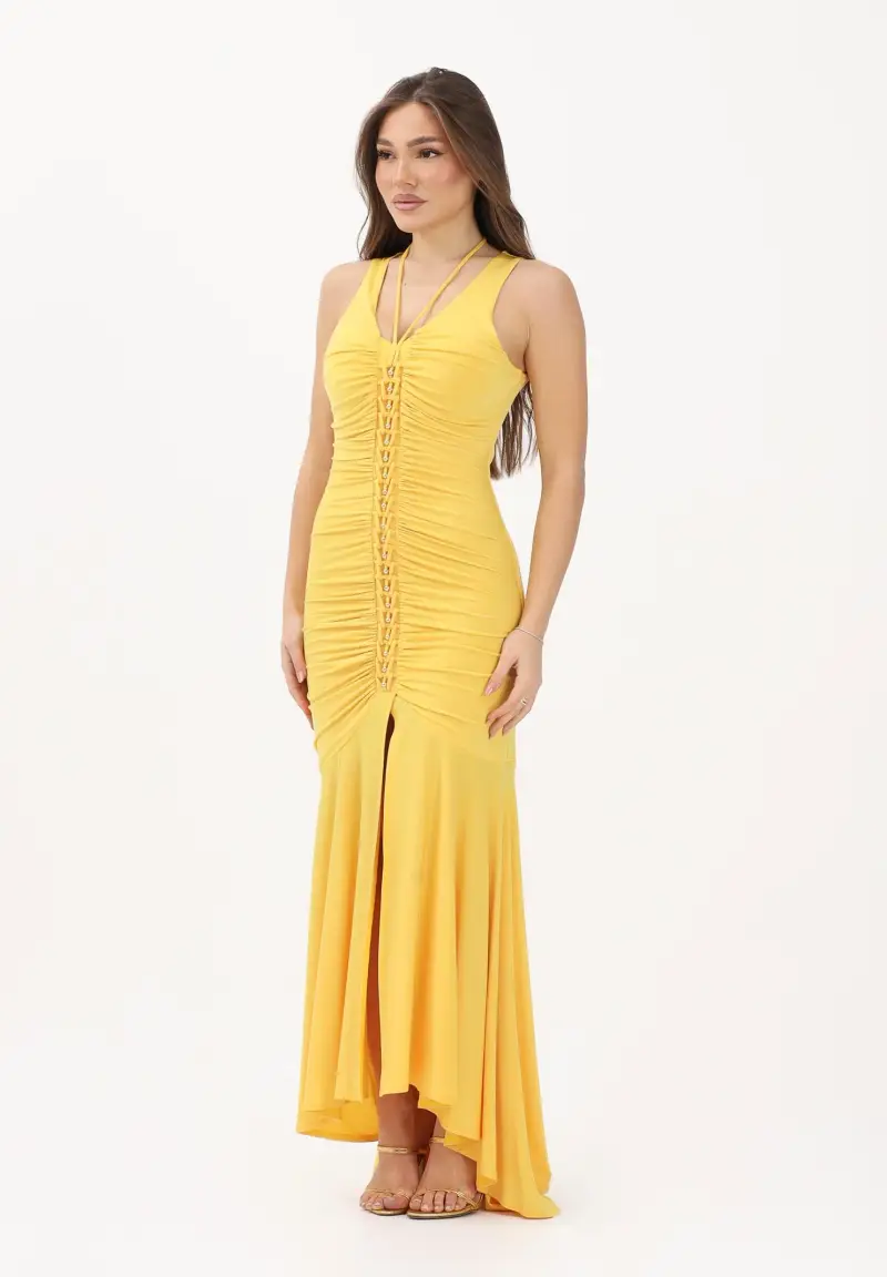 Abito lungo giallo da donna