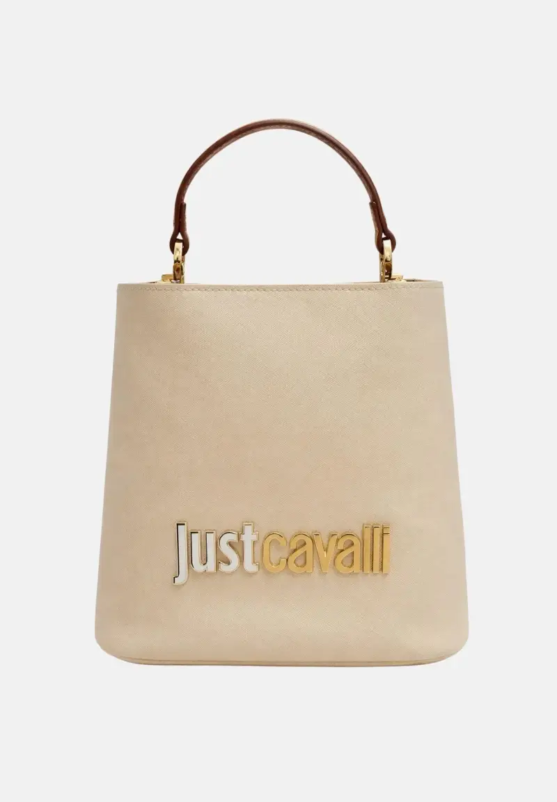 Borsa a mano beige da donna con logo