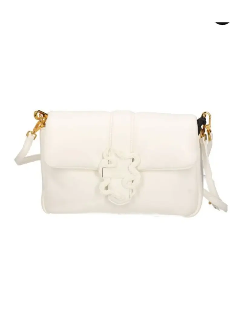 Just Cavalli borsa bianca donna in ecopelle con tracolla logo tono su tono