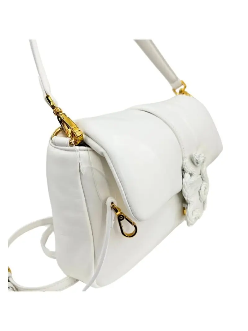 Just Cavalli borsa bianca donna in ecopelle con tracolla logo tono su tono miniatura 2