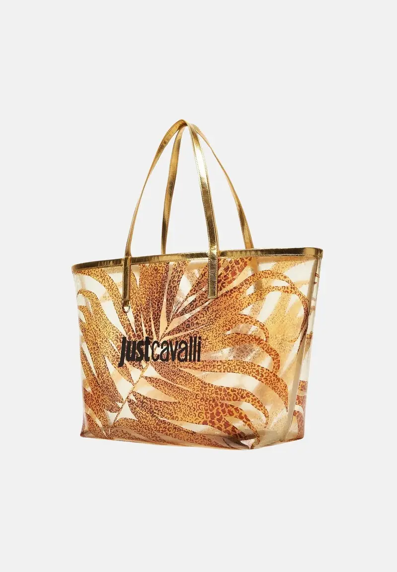 Borsa mare oro da donna con stampa tropicale miniatura 2