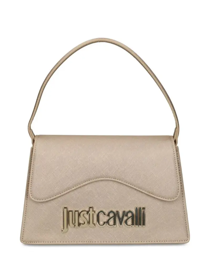 Just Cavalli borsa platino donna in ecopelle con tracolla logo sul davanti