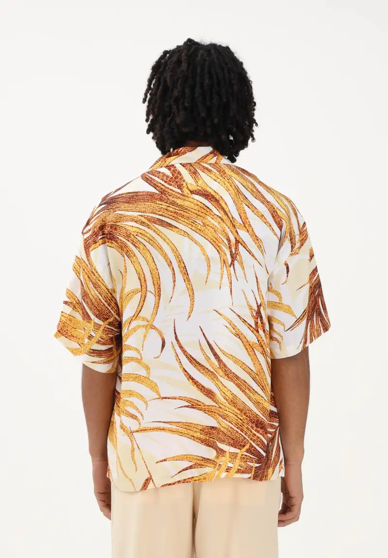 Camicia a manica corta panna da uomo con stampa tropicale miniatura 3