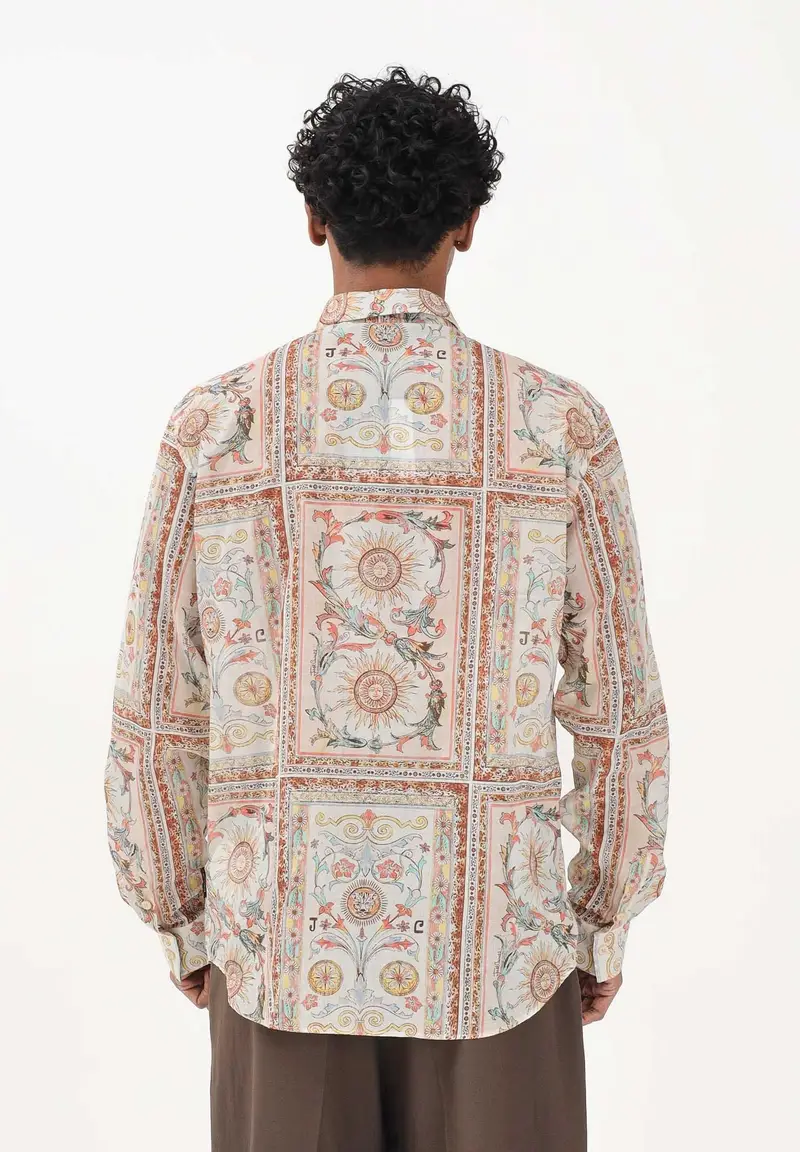 Camicia a manica lunga multicolore da uomo con stampa ornamentale miniatura 3