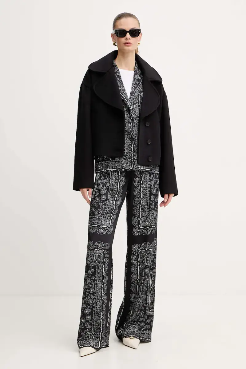 cappotto con lana colore nero 79PAT441 CNY13 miniatura 2