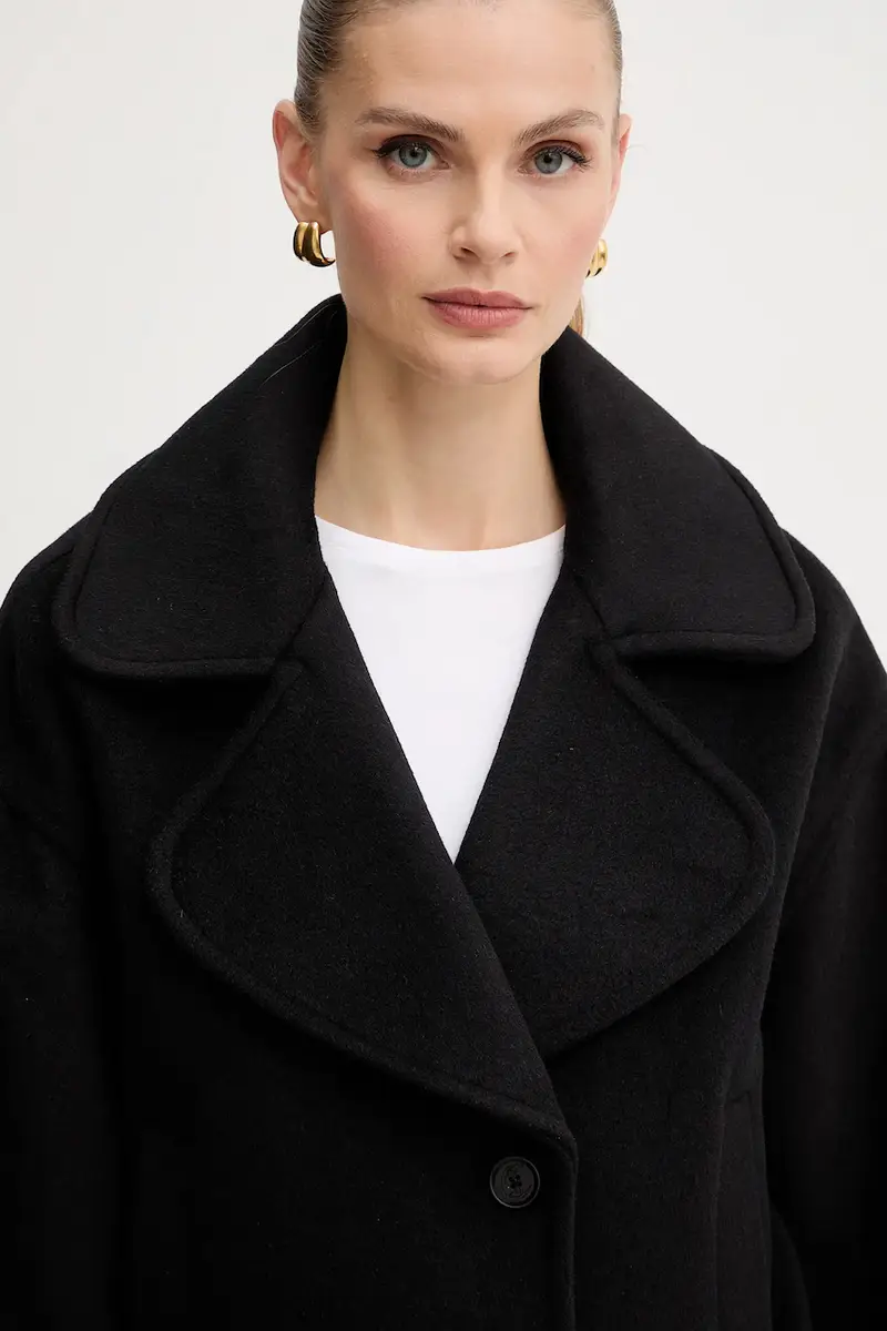 cappotto con lana colore nero 79PAT441 CNY13 miniatura 4