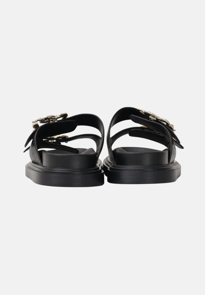 Ciabatte nere da donna con fibbia logo miniatura 2