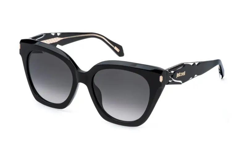Donna Just Cavalli SJC172 700 Occhiali da sole Acetato Nero Fumo Farfalla Normale Sfumato