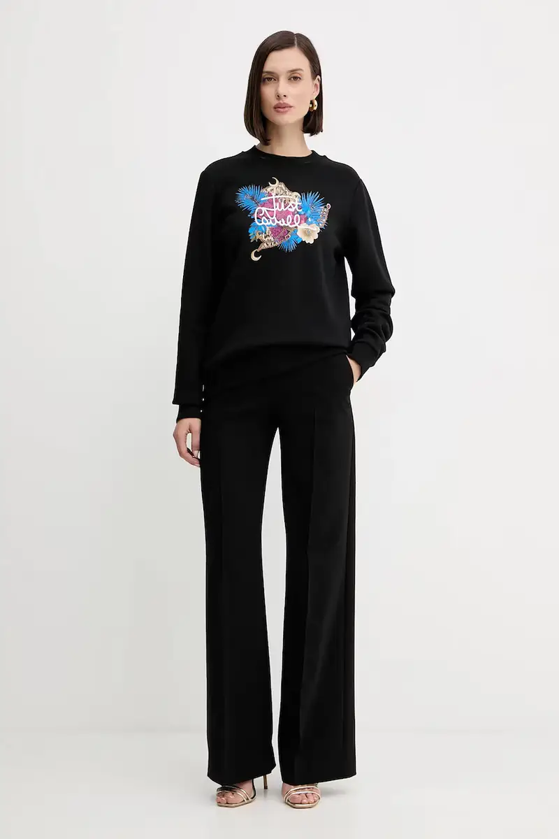 felpa in cotone donna colore nero 79PAIE24 CF102 miniatura 2