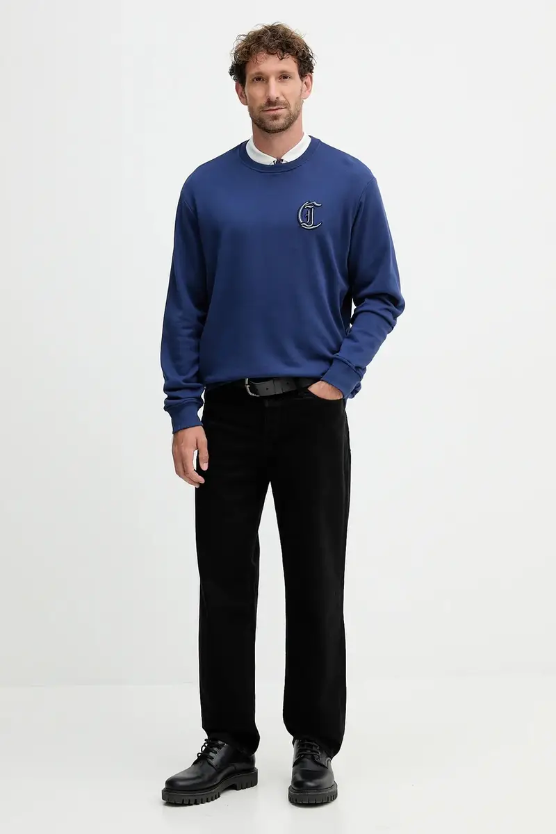 felpa in cotone uomo colore blu navy con applicazione 79OAIT07 CF500 miniatura 2