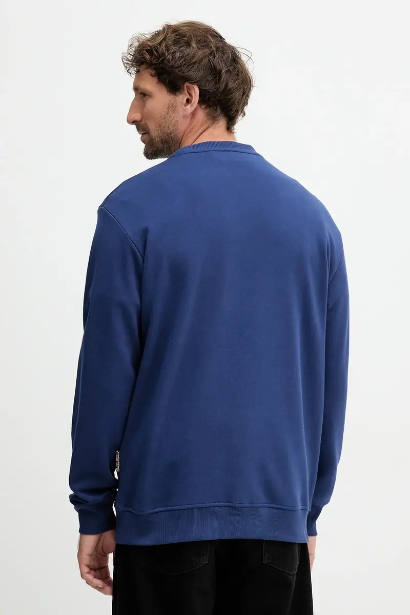 felpa in cotone uomo colore blu navy con applicazione 79OAIT07 CF500 miniatura 3