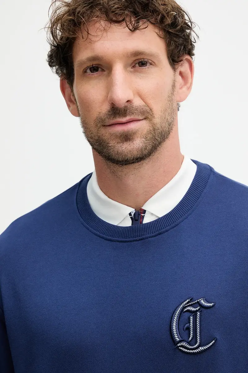 felpa in cotone uomo colore blu navy con applicazione 79OAIT07 CF500 miniatura 4