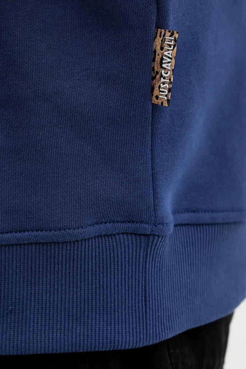 felpa in cotone uomo colore blu navy con applicazione 79OAIT07 CF500 miniatura 5