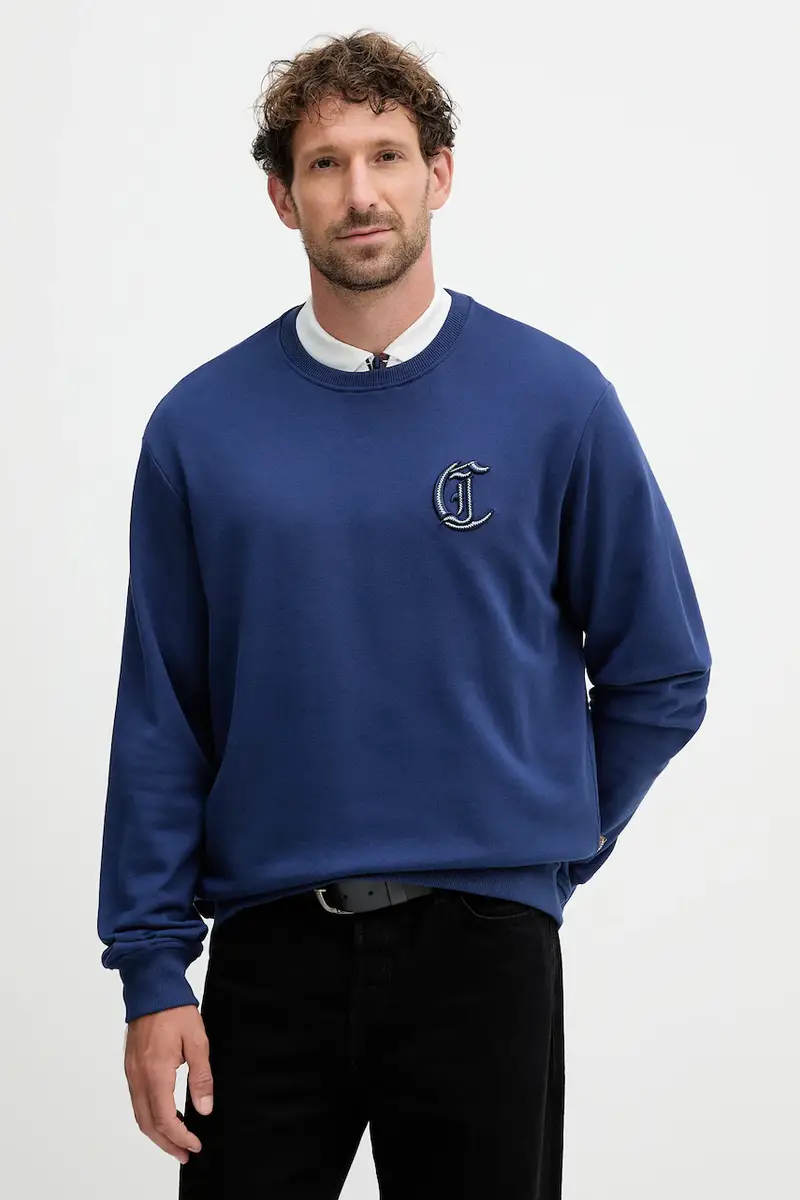 felpa in cotone uomo colore blu navy con applicazione 79OAIT07 CF500