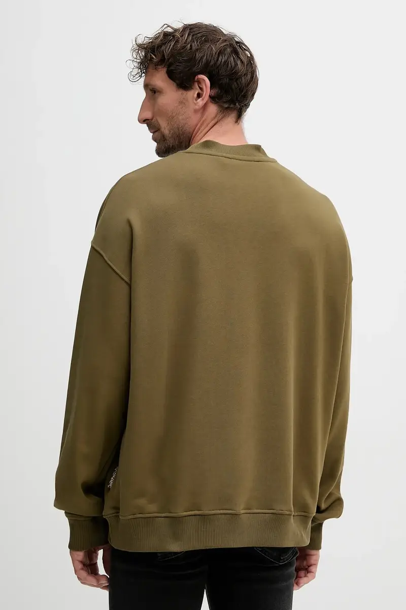 felpa in cotone uomo colore verde con applicazione 79OAIT05 CF500 miniatura 3