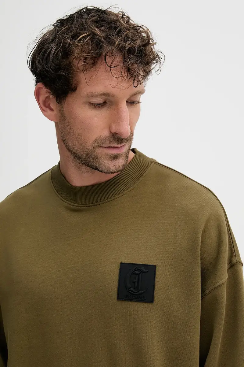 felpa in cotone uomo colore verde con applicazione 79OAIT05 CF500 miniatura 4