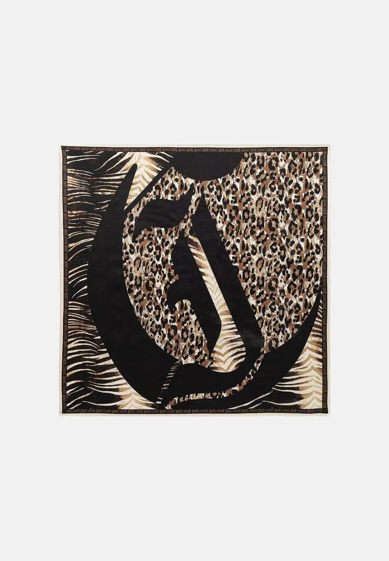 Foulard beige e nero da donna realizzato con stampa animalier