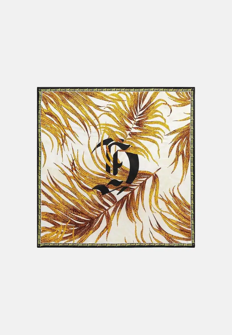 Foulard bianco da donna realizzato con una vivace stampa tropicale