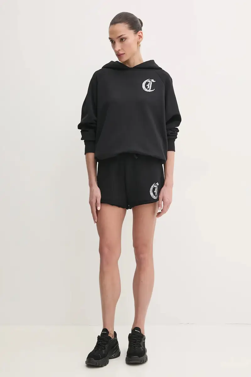 pantaloncini in cotone donna colore nero con applicazione 78PADE08 CF100 miniatura 2