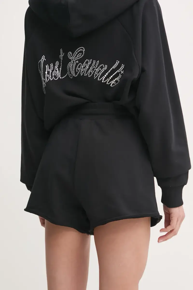 pantaloncini in cotone donna colore nero con applicazione 78PADE08 CF100 miniatura 3