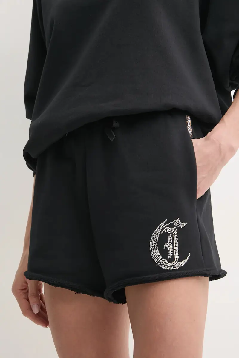 pantaloncini in cotone donna colore nero con applicazione 78PADE08 CF100