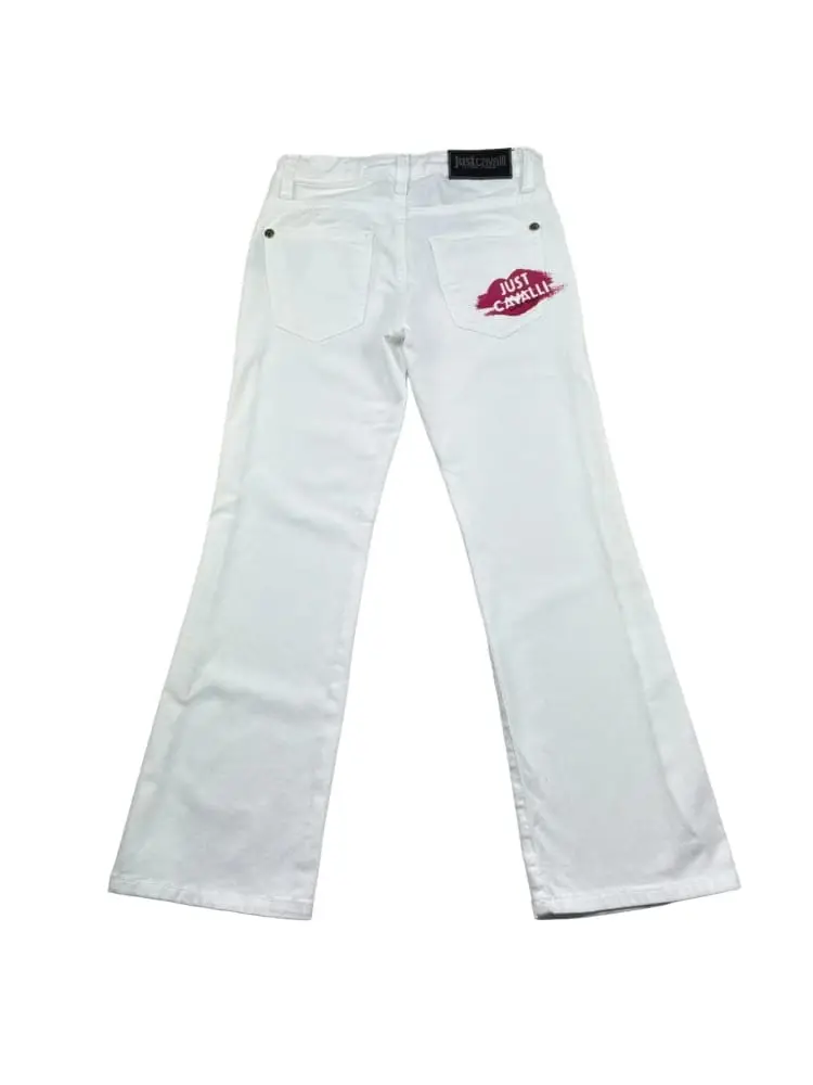 pantalone in denim bianco bambina logo sul retro miniatura 2
