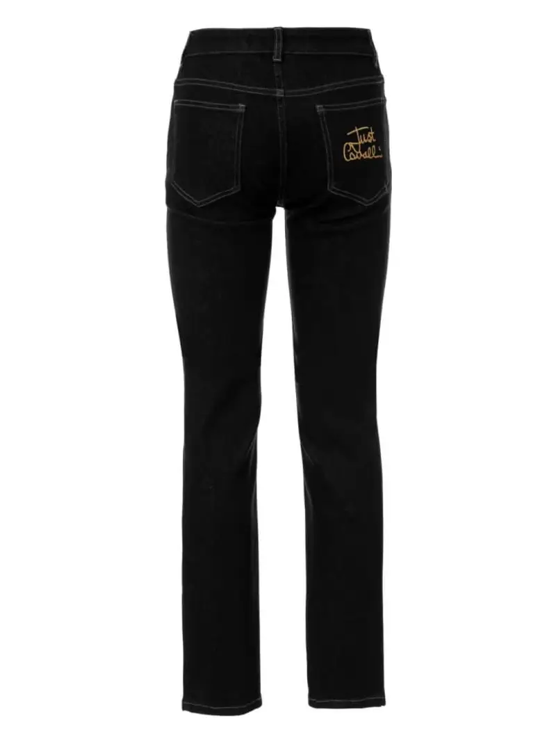 Just Cavalli pantalone in denim blu scuro donna logo ricamato sul retro miniatura 2
