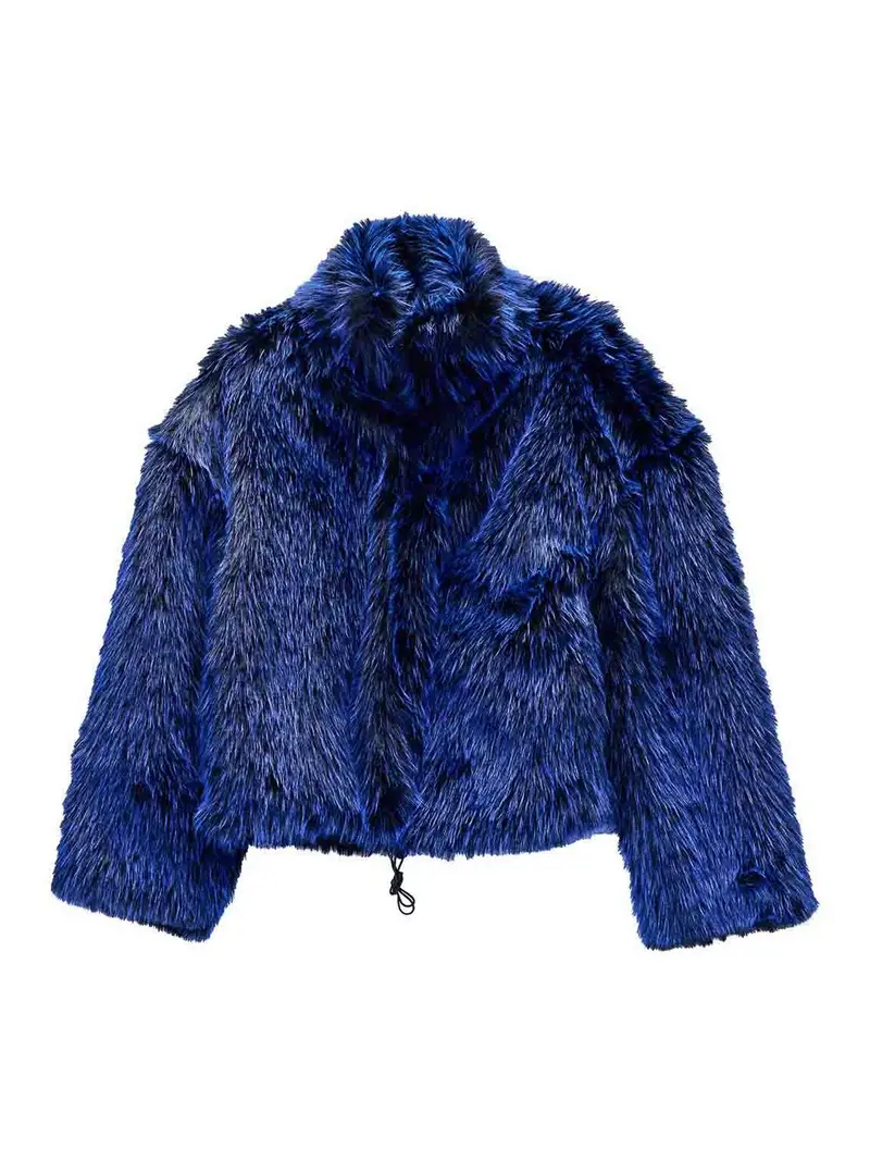 Pelliccia Corta Eco Blu