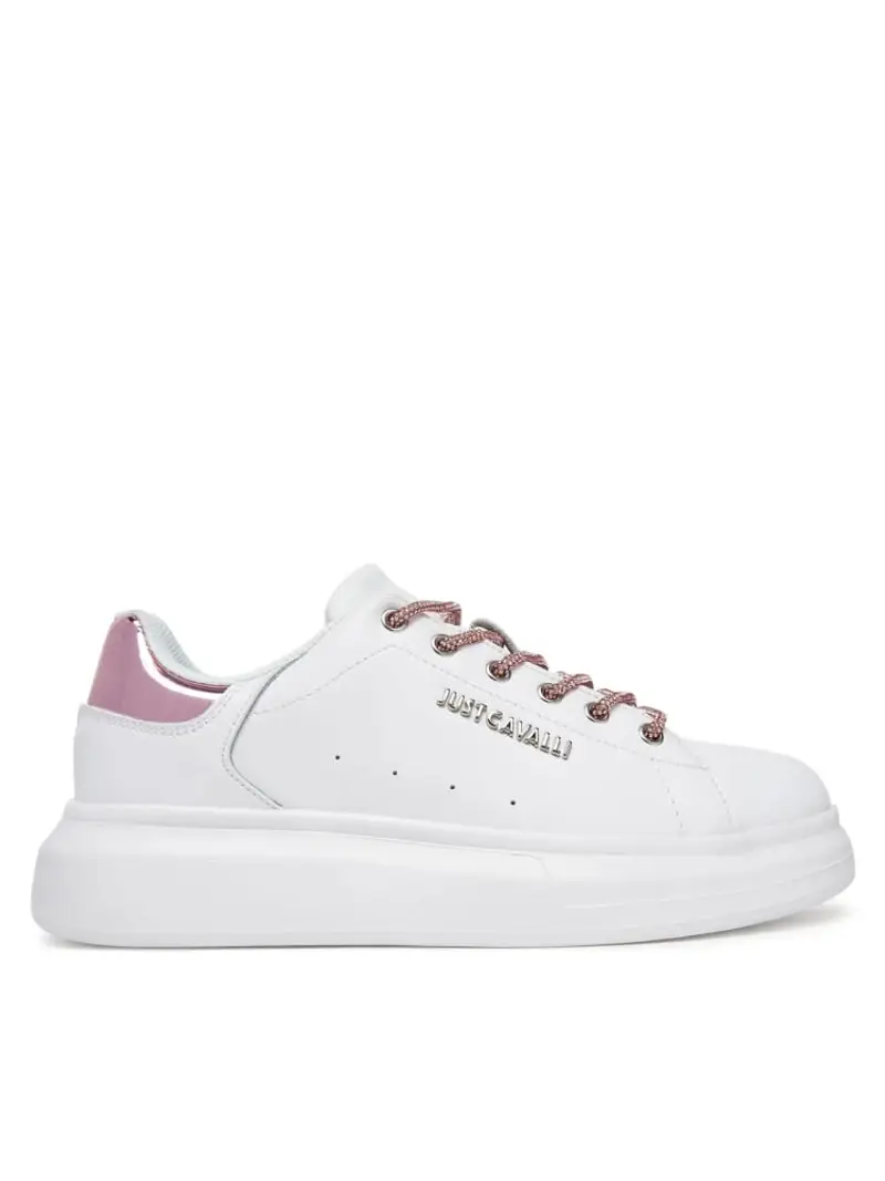 Just Cavalli scarpe bianche donna in ecopelle mini loggo sul lato