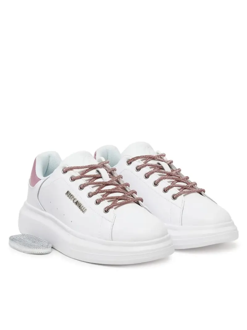 Just Cavalli scarpe bianche donna in ecopelle mini loggo sul lato miniatura 2
