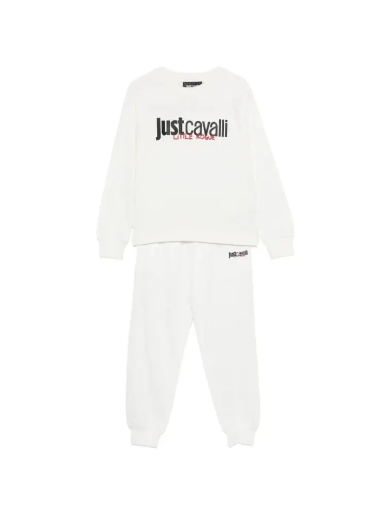 set kids/junior felpa e pantalone bianco con logo