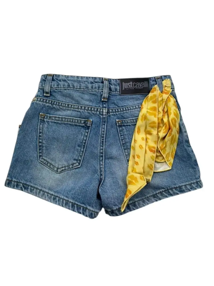 shorts in denim bambina logo sul retro miniatura 2