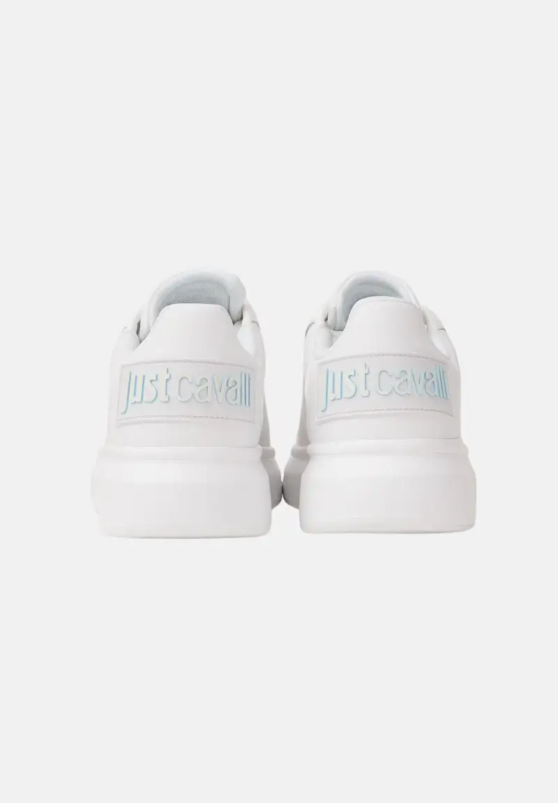 Sneakers bianche da uomo con logo sul retro miniatura 2