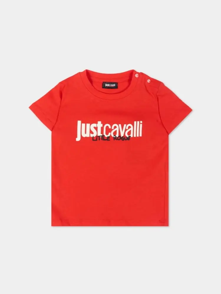 t-shirt infant/kids in cotone rosso con logo