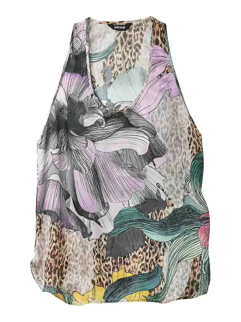 Top Stampa Fiori Multicolore