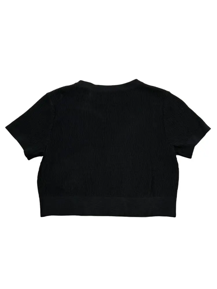 tshirt nera bambina crop con logo miniatura 2